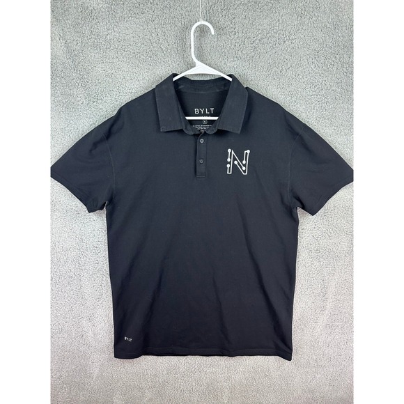BYLT Shirt Mens XL Black Drop Cut S/S Polo Lux Short Sleeve Performance Golf